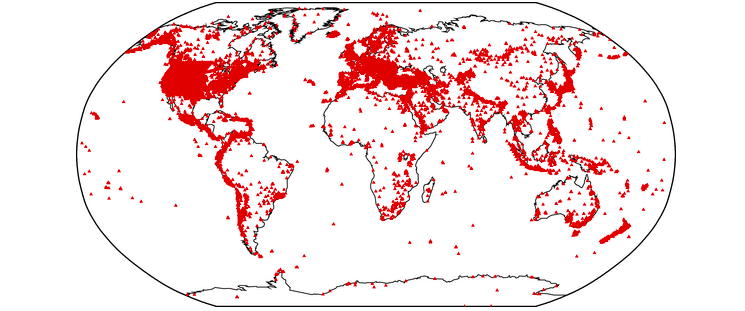 Map of seismic stations worldwide