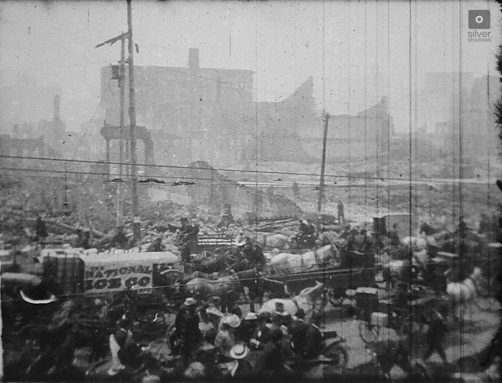 1906 San Francisco Earthquake - look back at Market street from the SF Ferry Building