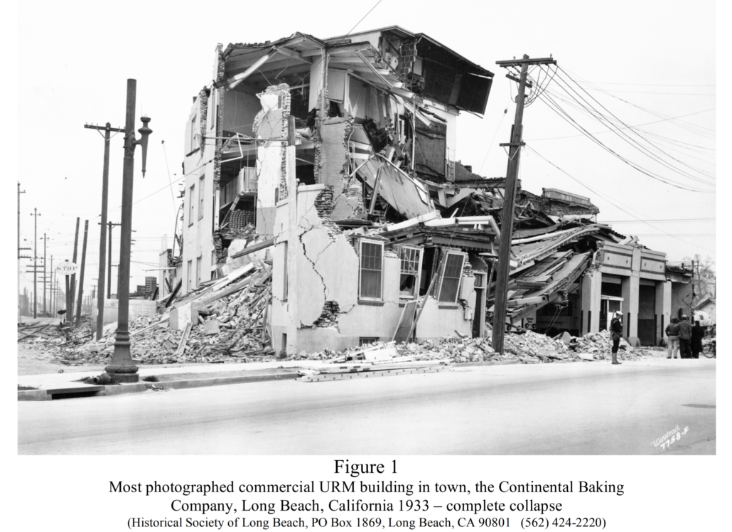 Complete collapse of the Continental Baking Company building in Long Beach CA, 1933