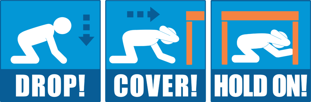 Earthquake Country Alliance Poster Showing Drop, Cover and Hold