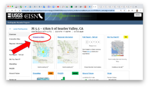 Screenshot of USGS interactive map link