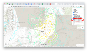 Screenshot of how to select PGV contours on the USGS interactive map